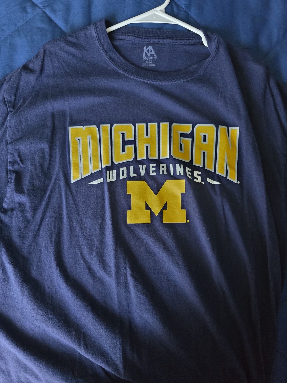 Knights Apparel Navy Short‑Sleeve Michigan Wolverines Tee with Maize Logo